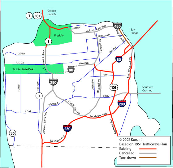 Diagram of 1951 SF Trafficways Plan