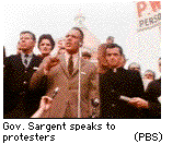 Gov. Sargent speaks to protesters