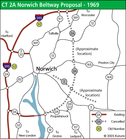 Route 2A extension proposal, 1969