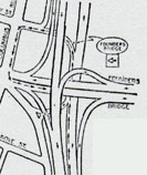 Interchange detail, Founders Bridge at old I-91 alignment