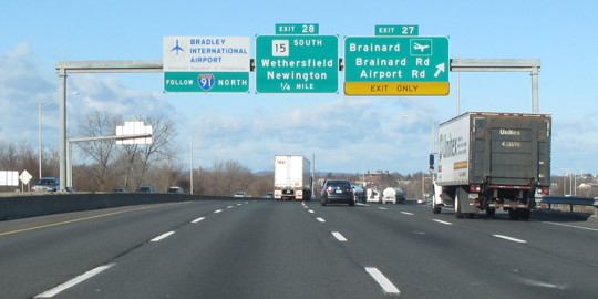 I-91 NB at Route 15 exit, Hartford