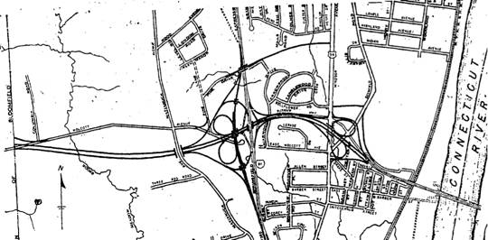 State 1959 plan for I-291 in Windsor.