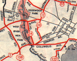 1949 map excerpt, city inset