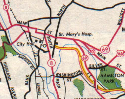 1961 map excerpt, city inset