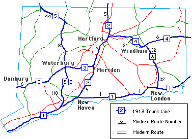 map of 1913 trunk lines