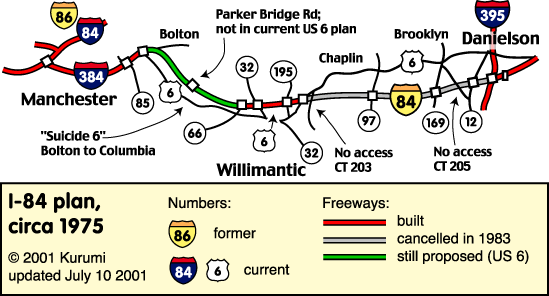 Map Of Route 84 In Connecticut From Hartford To Providence