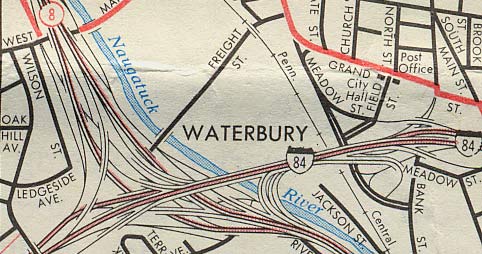 Map Of Route 8 Ct Conn. Route 8 / Interstate 84 Interchange