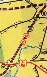 I-86 in Manchester, shown on 1971 CT official map