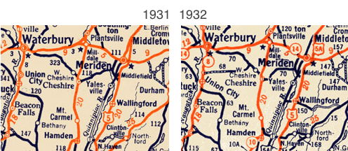 Scans from Socony New England Road Map, 1931 and 1932