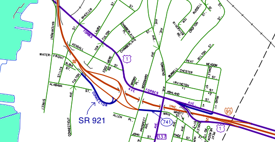 Map of SR 921 in New Haven