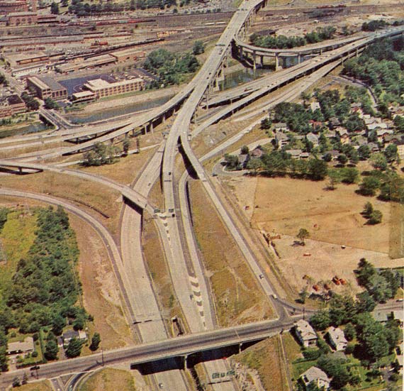 8/84 interchange, aerial photo, cover of 1969 state highway map